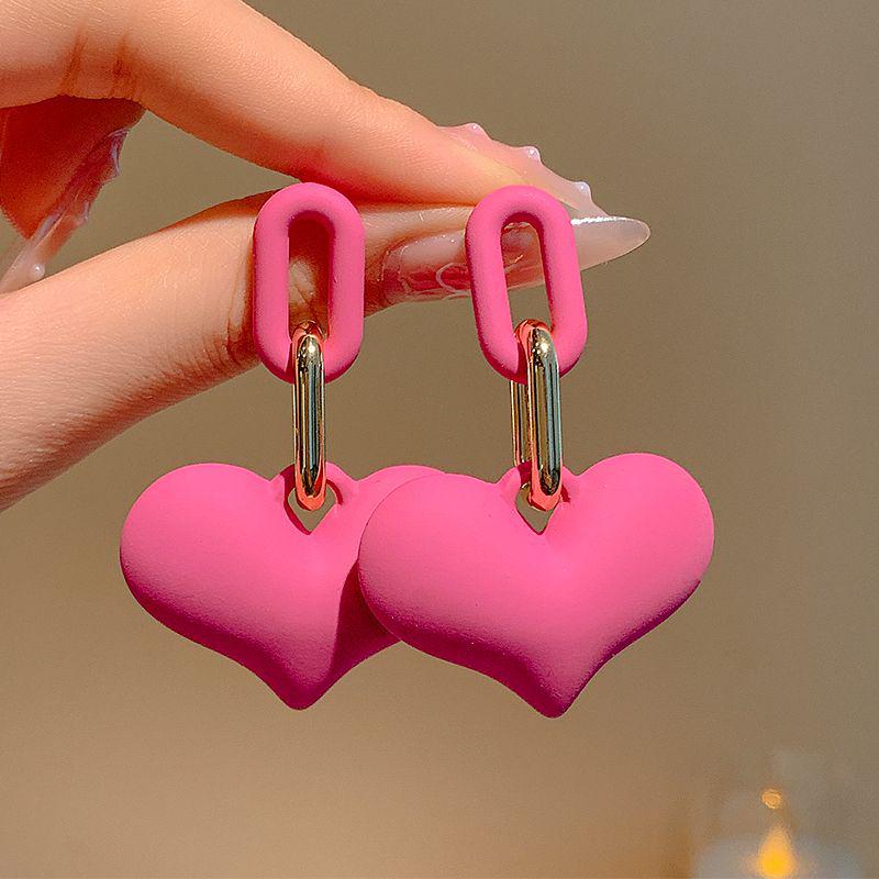 Dopamine Rose Pink Earrings: High-End 2024 Niche Design, Celebrity-Style Light Luxury for Women