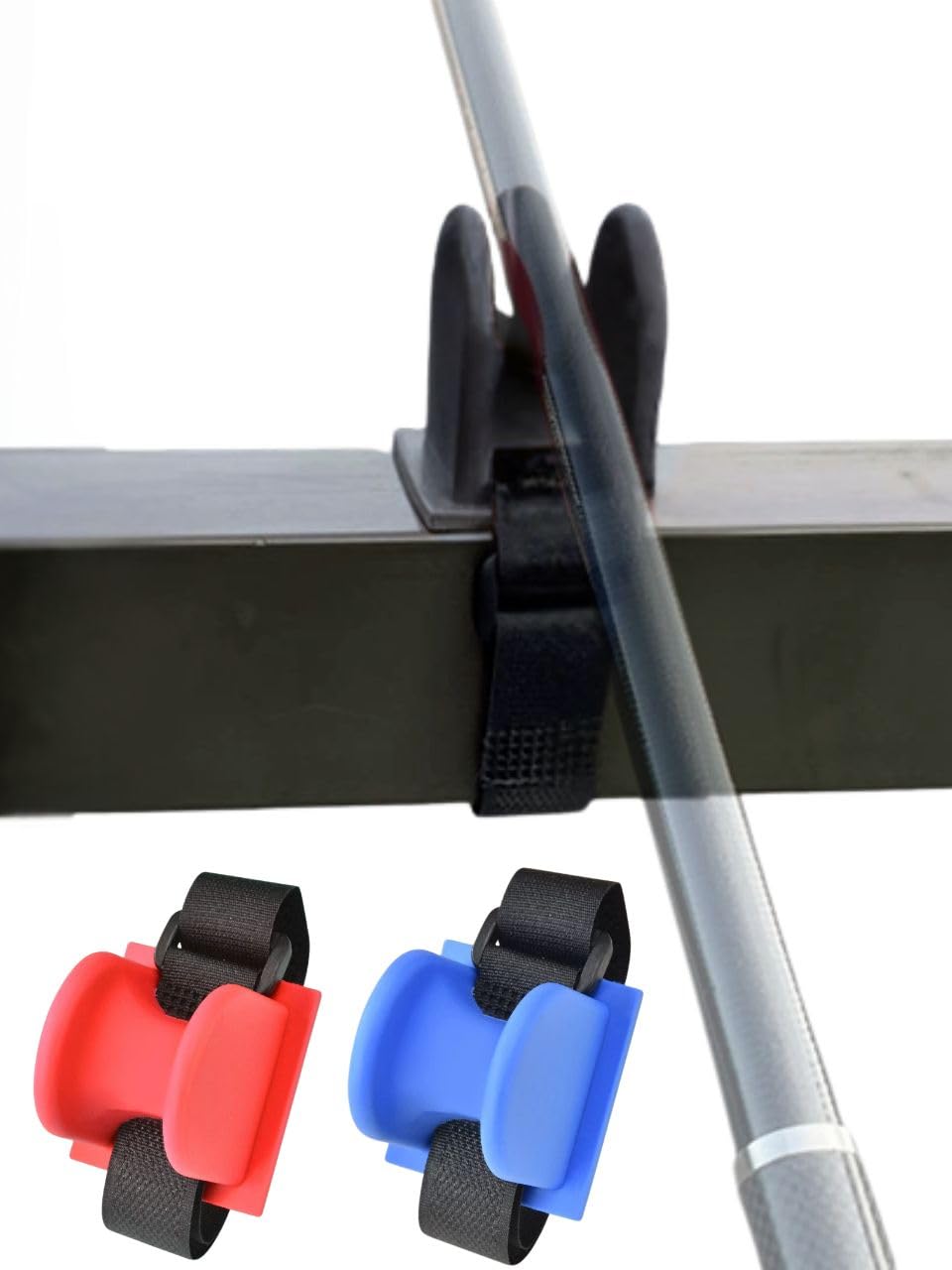 

Set of 3 Fishing Rod Holders, Rod Rests, Rod Stands, Hook-and-Loop Fasteners, for Embankments, Parapets, Handrails, and Fences (Flat - Mixed)