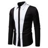 Camisa Social Masculina com Painel de Contraste Manga Longa Casual Formal Top para Homens Primavera Outono Multicolorido Moda Masculina Blusa