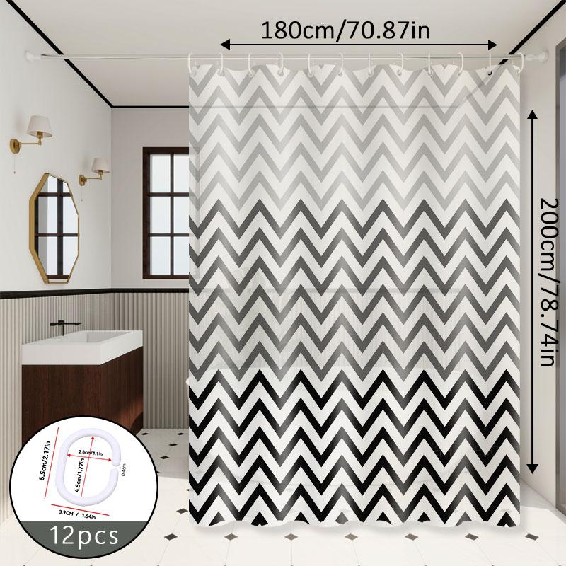 Simple Black And White Wave Pattern Bathroom Partition Curtain Bathroom Shower Curtain