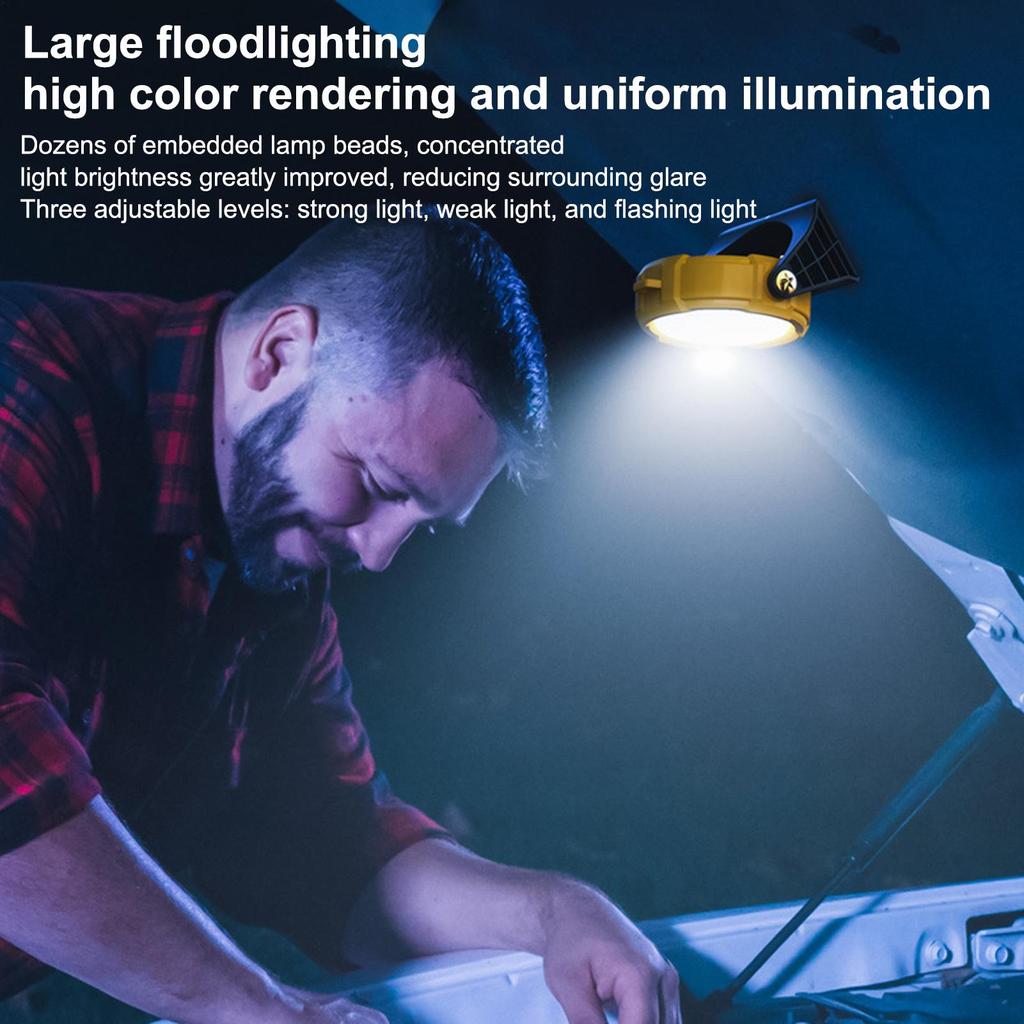 Rechargeable Work Light RGB Magnet Work Light Waterproof Bright Solar LED Lamp Multi-mode For Workshop Camping Job Site Fishing
