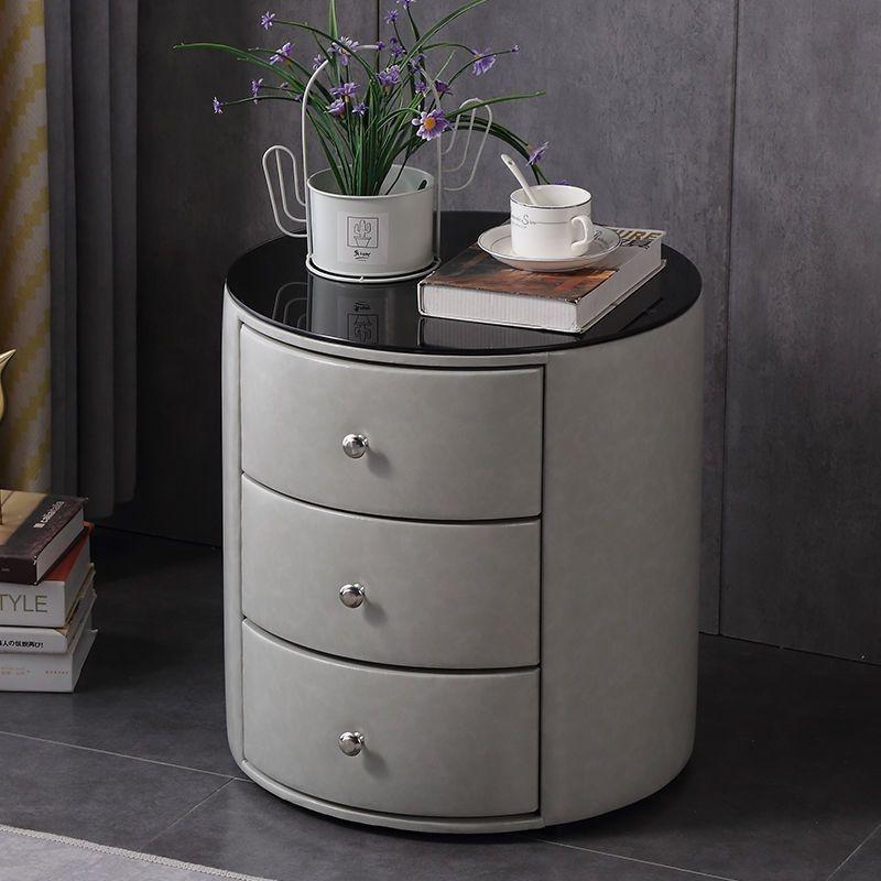 Modern bedroom bedside table simple light luxury floor-to-ceiling cabinet bedside cabinet storage locker round cabinet