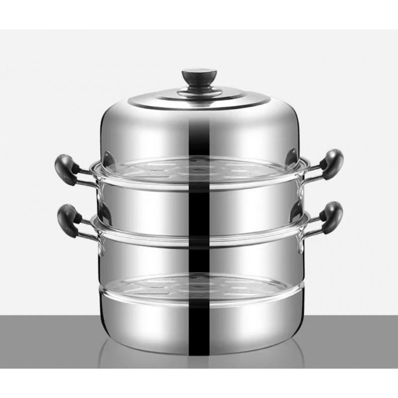 Large Dual-Layer Stainless Steel Steamer & Soup Pot for Induction and Gas Stoves