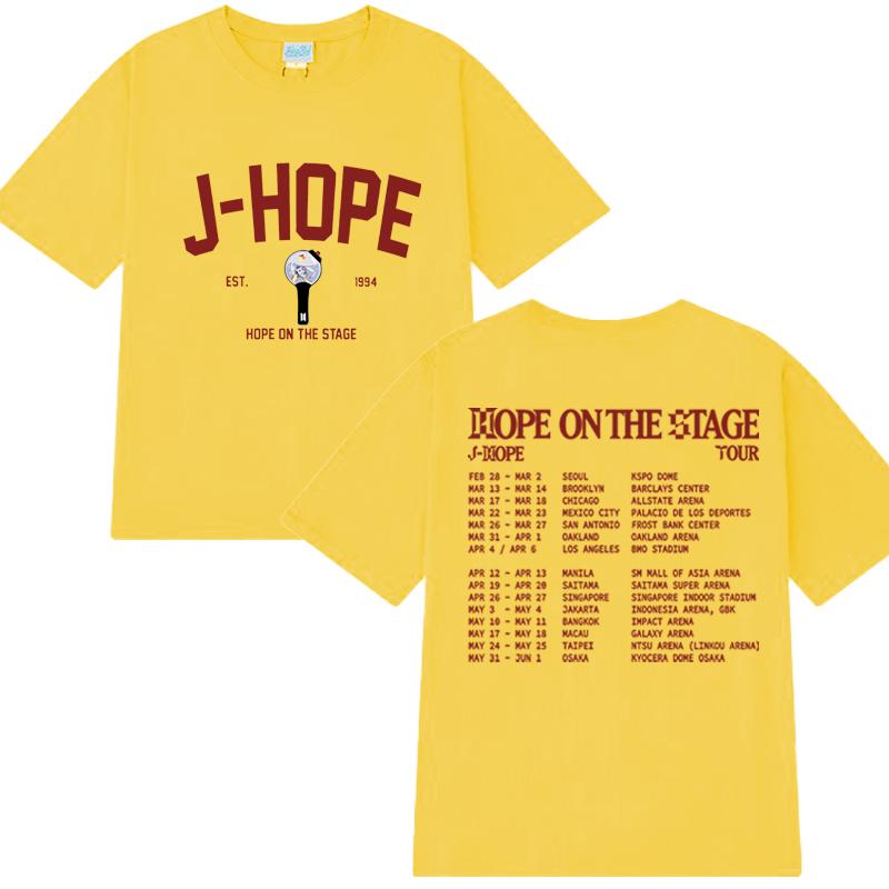 Kpop J-Hope Hope On The Stage Tour Setlist Printed T Shirt 2025 Men Women Fashion Y2k Short Sleeve T-shirts Unisex Cotton Tops