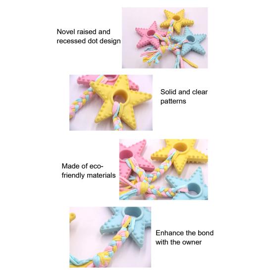 Hundespielzeug Sternform Welpen Zahnungsspielzeug mit geflochtenen Stoffstreifen Interaktives Hundezahnreinigungsspielzeug für kleine und mittlere Hunde