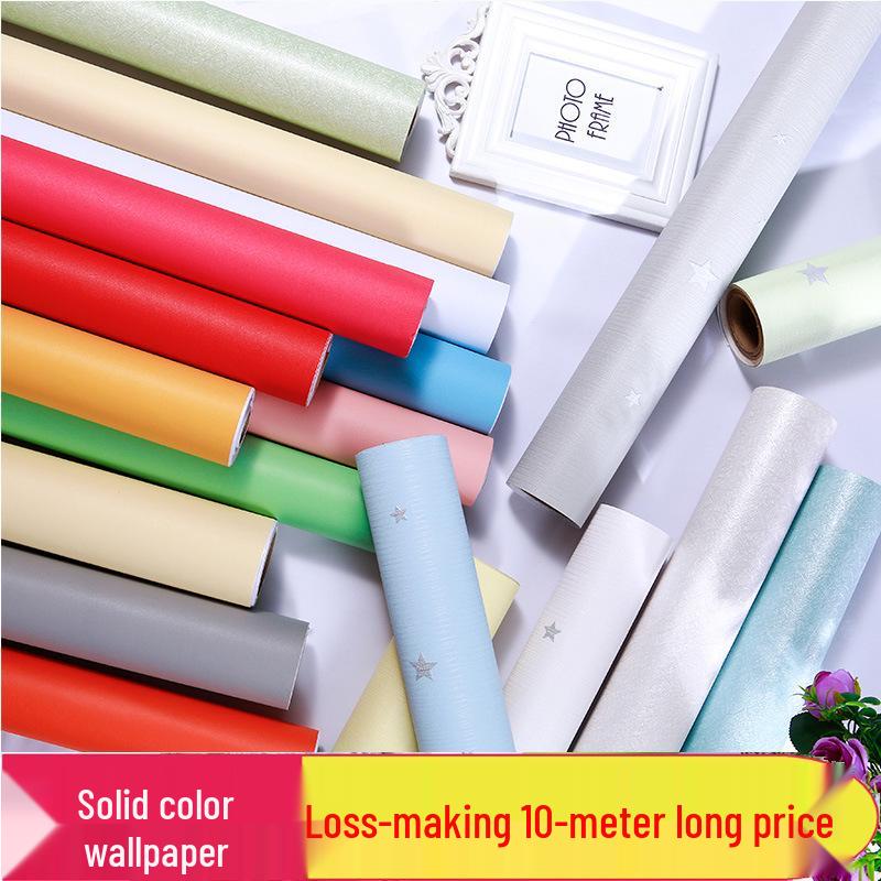 Self-Adhesive Waterproof PVC Wall Mural - Solid Color, Thickened Wallpaper/Sticker for Dorms (White/Black)