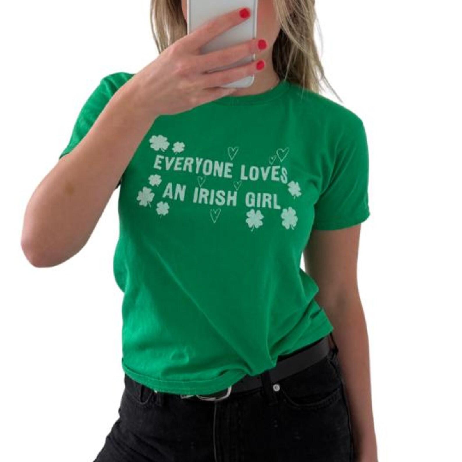 Everyone Loves an Irish Girl - Cropped Fit Tee - Lorelai Inspired - Irish Green - Handmade Screen Printed - Heavy Cotton S