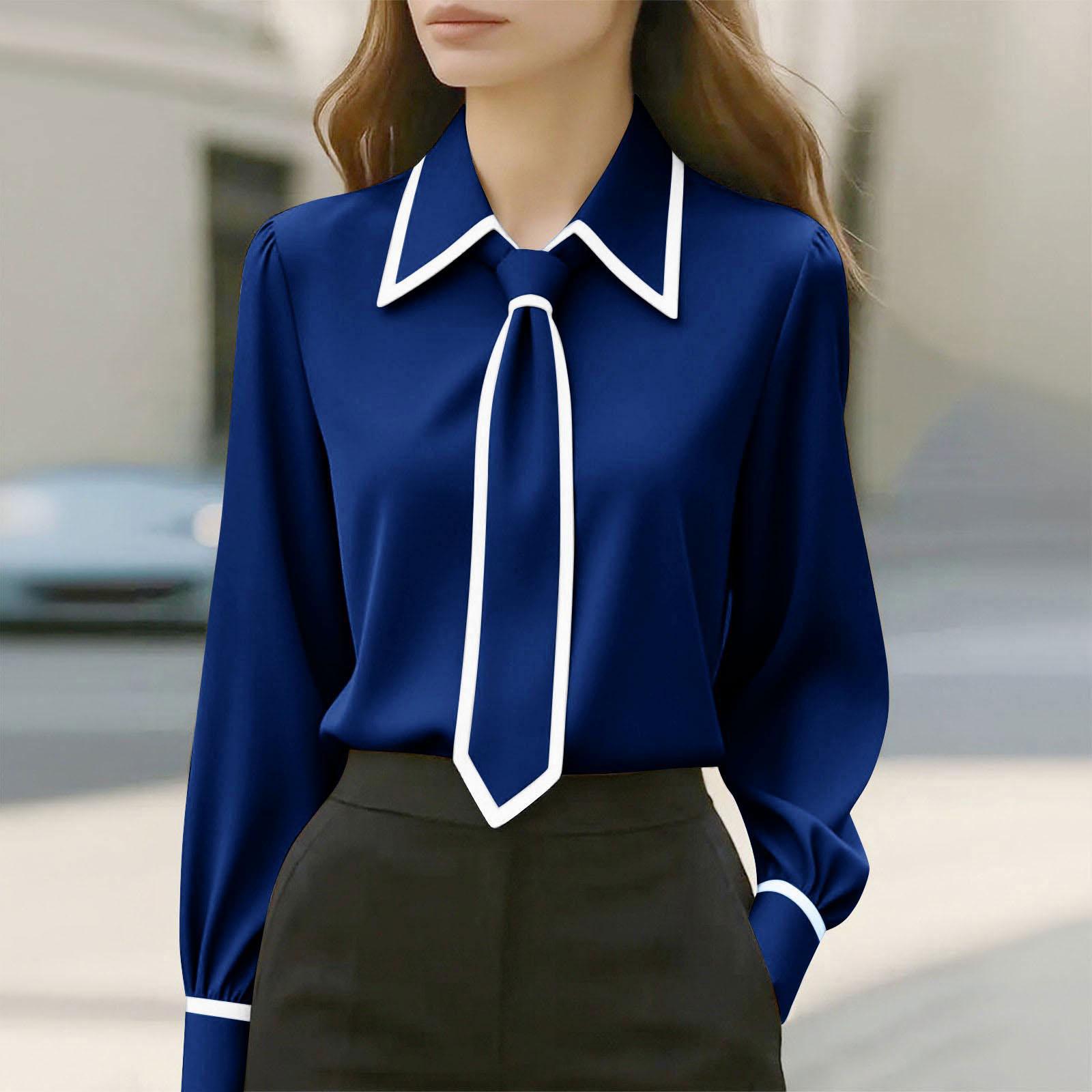 

Женская Мода - Рубашка с Пуговицами, Завязками спереди, Длинным Рукавом, Свободный Топ M