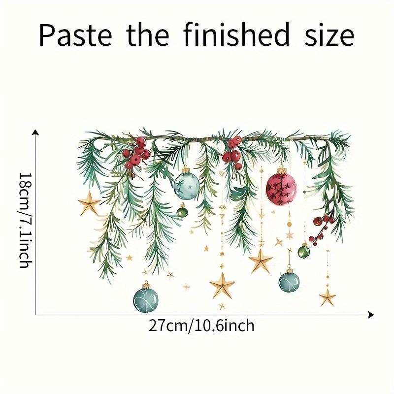 1 Stück Weihnachtliche Festliche WC-Deckel-Aufkleber mit Kieferngirlande, Beeren und Kugeln, Selbstklebender Kunststoff-Weihnachtsdekorationsaufkleber
