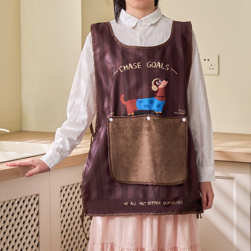 Cartoon Cat And Dog Print Waterproof Sleeveless Apron For Kitchen Cooking And Home Use
