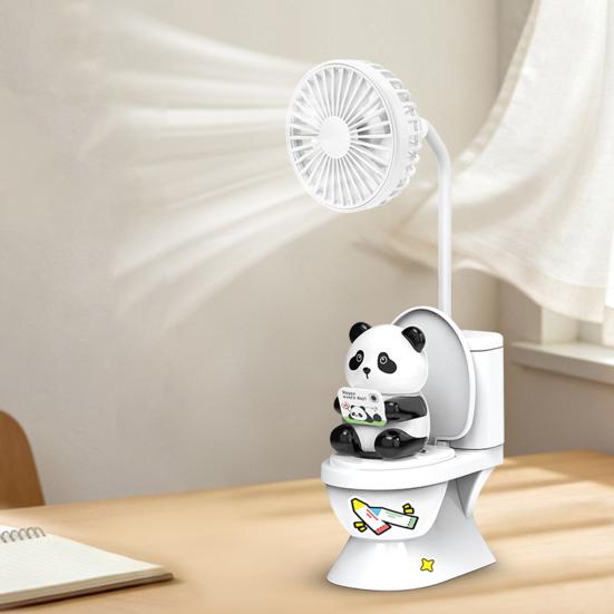 Ventilador USB de Escritorio con Forma de Inodoro con Portalápices Pegatinas DIY Lindo Mini Ventilador de Refrigeración para Oficina Hogar Gadget Flexible Regalo para Decoración de Escritorio