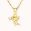 Nidin New Retro Little Angel Blowing Trumpet Shape Copper Pendant Necklace For Women Men Hip-Hop Style Clavicle Chain Jewelry