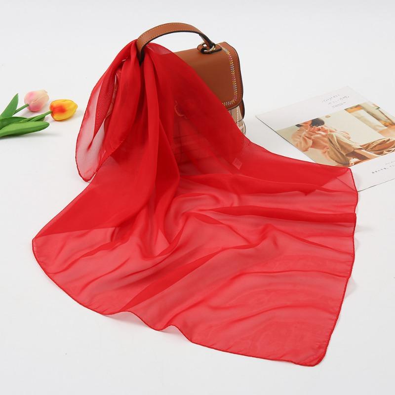 Summer Fashion Solid Color Chiffon Silk Scarf Women, Candy Color Multi-color Decorative Scarf Square Scarf Kindergarten Gift