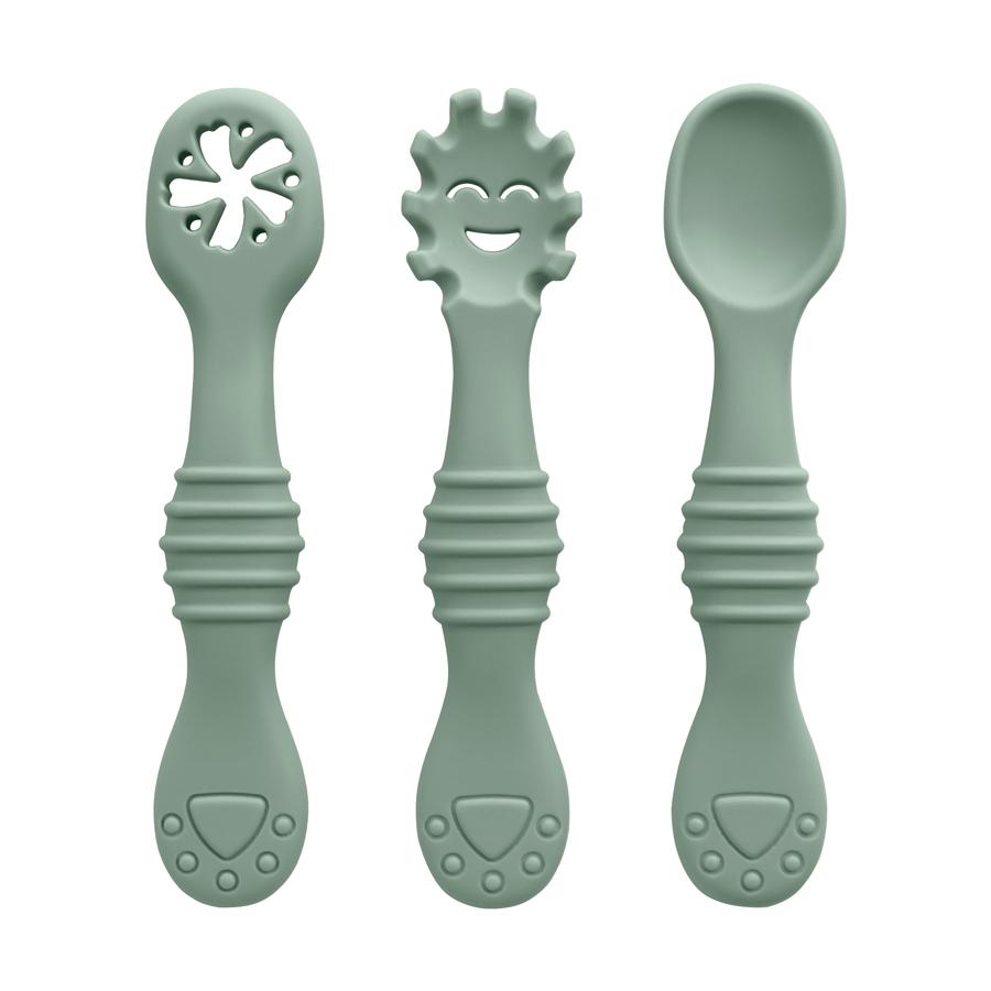 New Mother-kids 3PCS Baby Silicone Spoons Baby Utensils Training Cutlery Set Baby Feeding Meal Spoon Children's Tableware