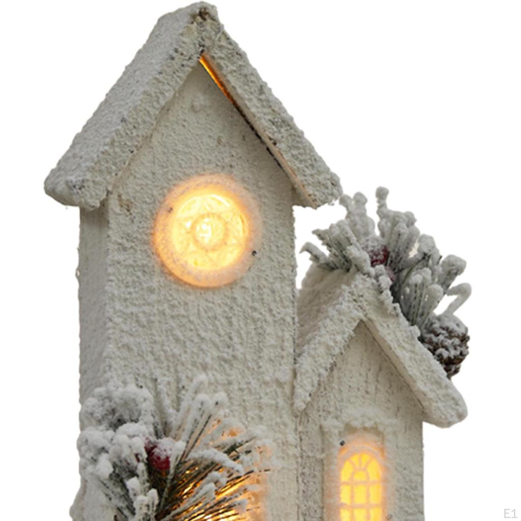 Vánoční osvětlená zimní dřevěná chýše Miniatura 14x10x26cm Vánoční ozdoba na plochu na chodbu