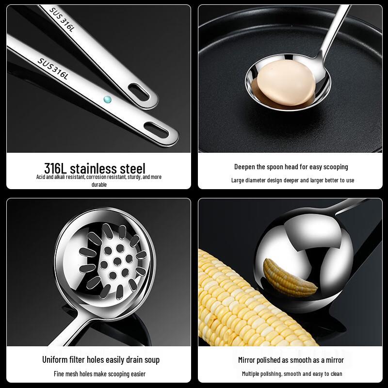 Zhao Ran Suppenkelle aus lebensmittelechtem Edelstahl mit langem Griff