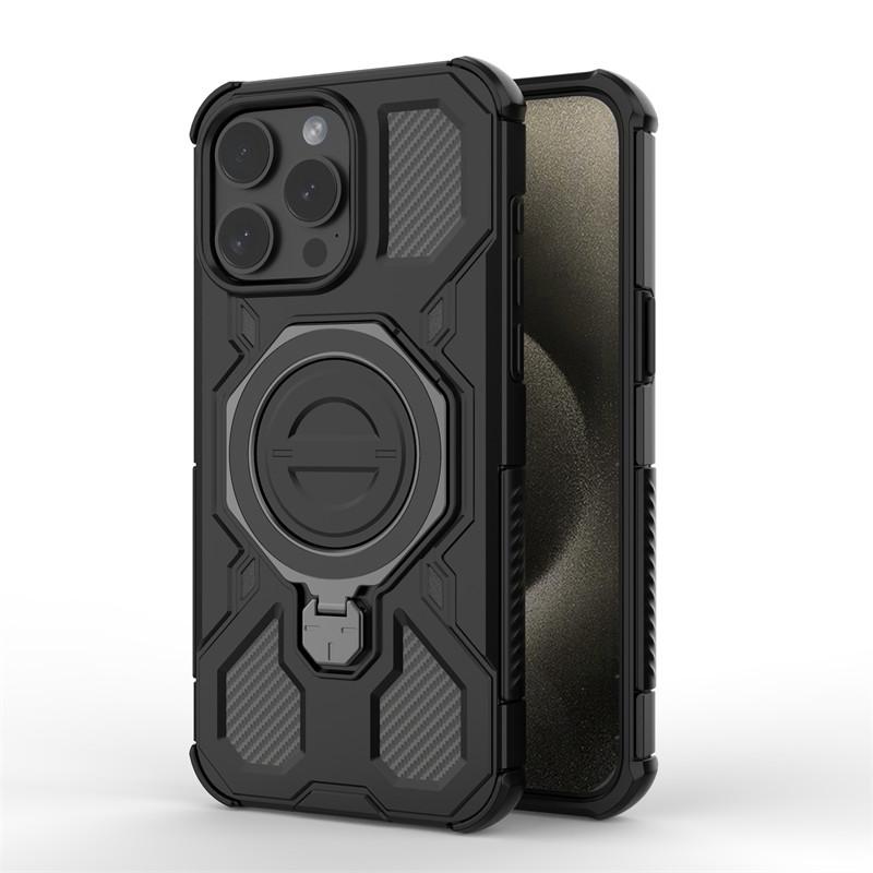 

For iPhone 15 Pro Max Case iPhone 15 Pro Max Cover Holder Magnetic Wireless Charging Protective Phone Cases For iPhone 15 Funda iPhone 15 чёрный