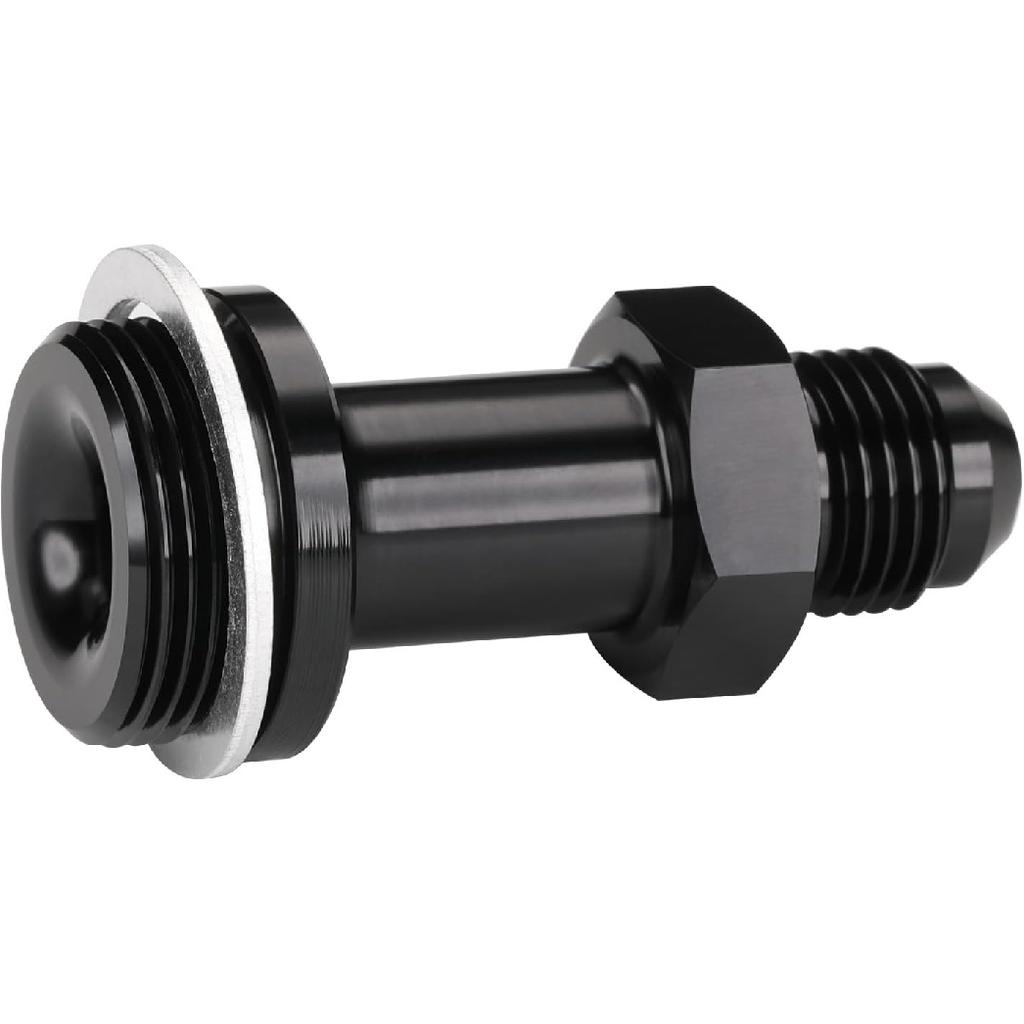 6AN Male Flare To 7/8-20 Carb Carburetor Inlet Fitting Adapter 2 Inch Long Aluminum Black