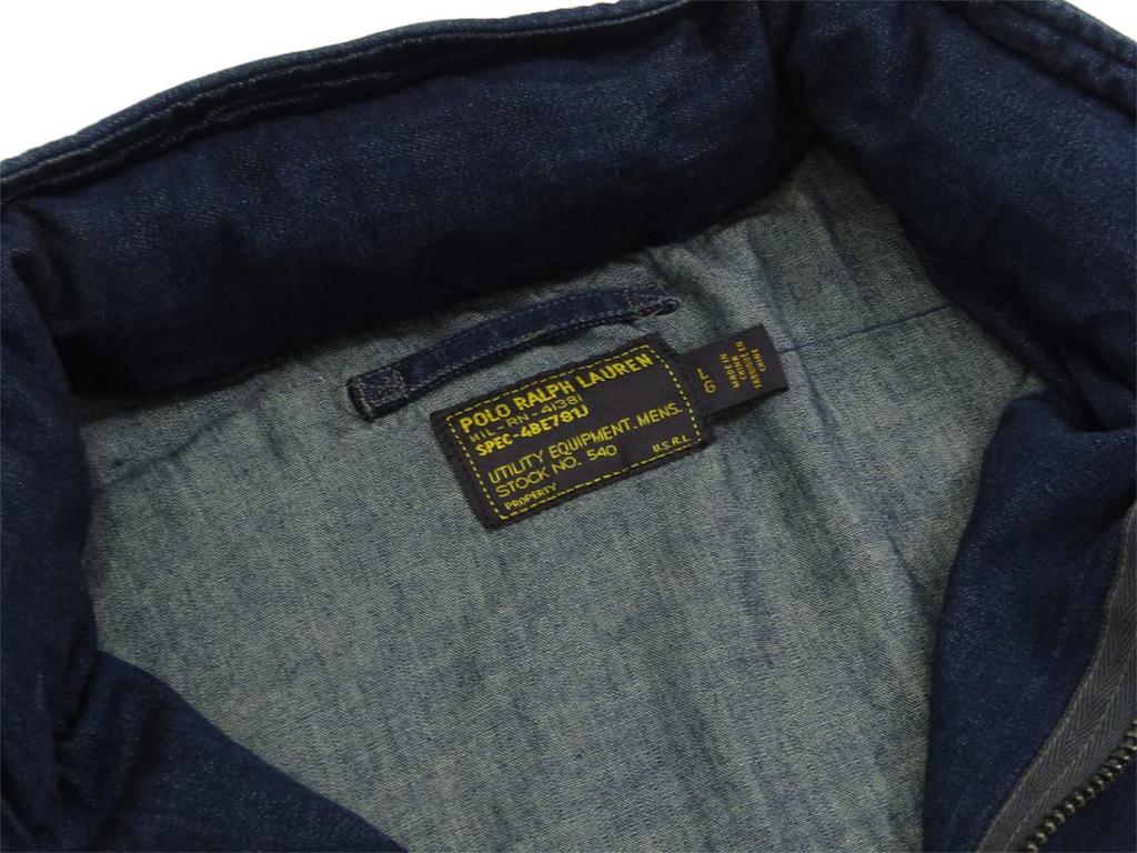 POLO RALPH LAUREN Denim Military Field Size Blue Men's Jacket, M-65 Coat, XL, (Product Code 0101896)