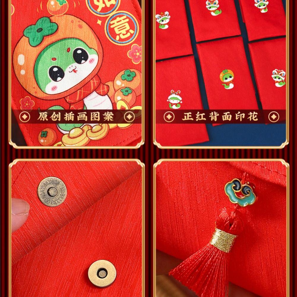 Lucky Money Wallet 2025 Red Envelope Purse Snake Year Mascot Money Packing Bag  Kids