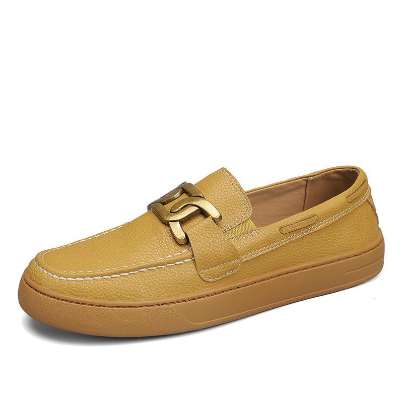 Nové pánské boty Kožené ležérní boty Trendové ploché volnočasové boty Streetová móda Nazouvací mokasíny