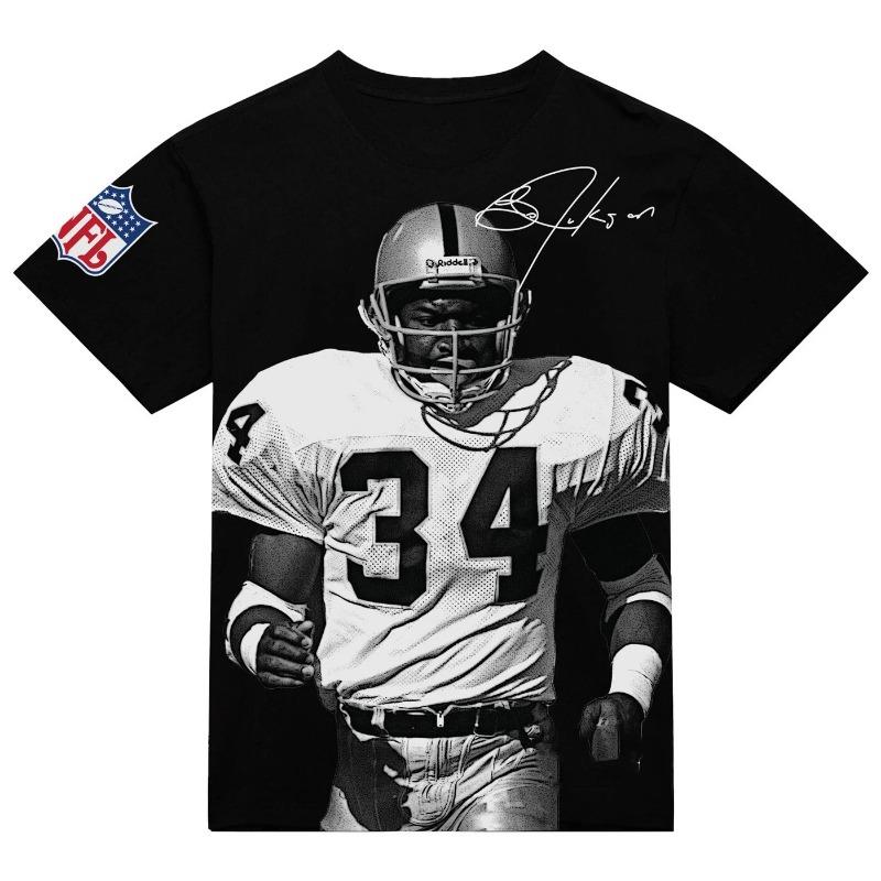 Футболка с узором Bo Jackson Bo Knows Raiders Интересный принт Короткий рукав Мужская Повседневная и удобная футболка L