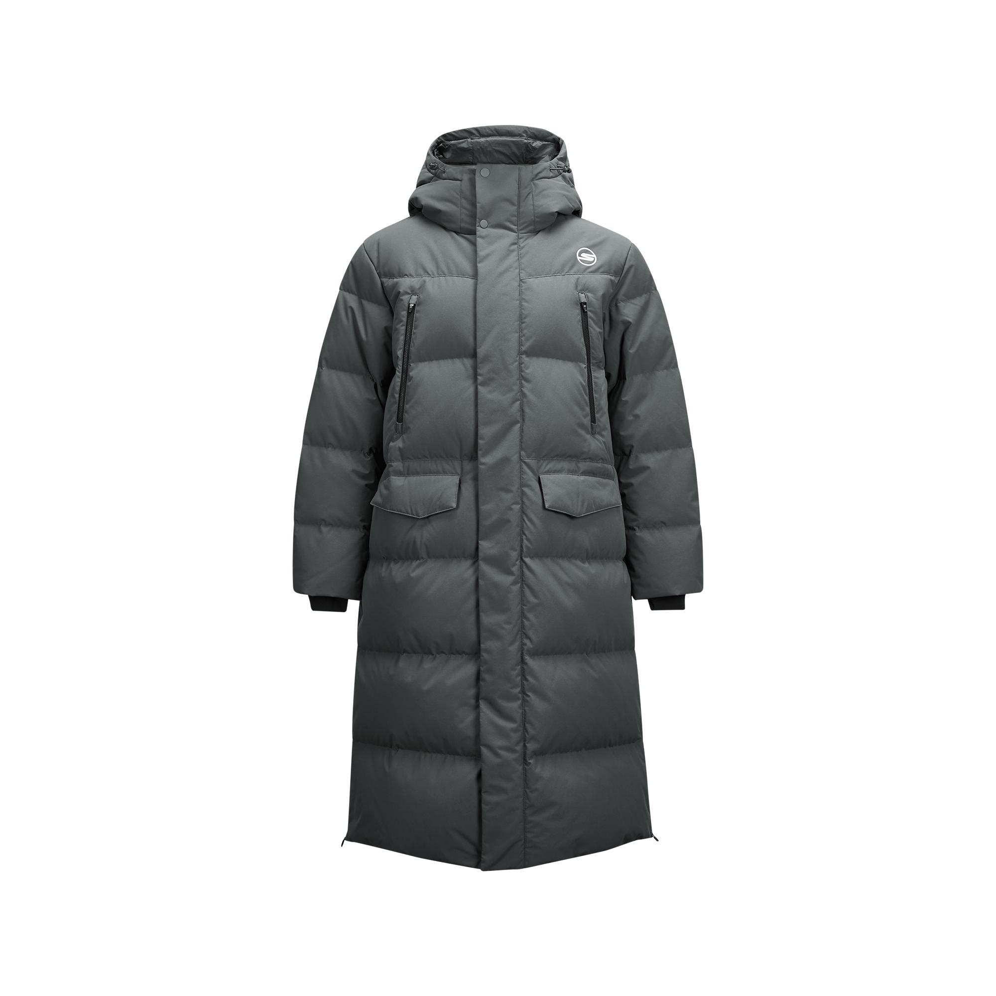 Skechers Windproof Waterproof Oil-Resistant Warm Thick Durable Hooded Long Jacket Men Jacket Iron-Gate-Gray P424M066-006L M