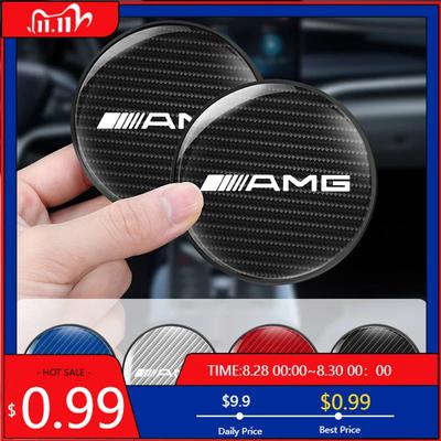 GLC GLB Carbon Fiber Car Water Cup Coaster Pad Non-slip Car Cup Bottle Mat For MERCEDES BENZ W211 W204 W210 W203 CLA GLA Auto A
