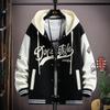Hip Hop Hooded Baseball Jacket Unisex Lightweight Bomber Sportswear Autumn Coat Letter Print Streetwear Outerwear