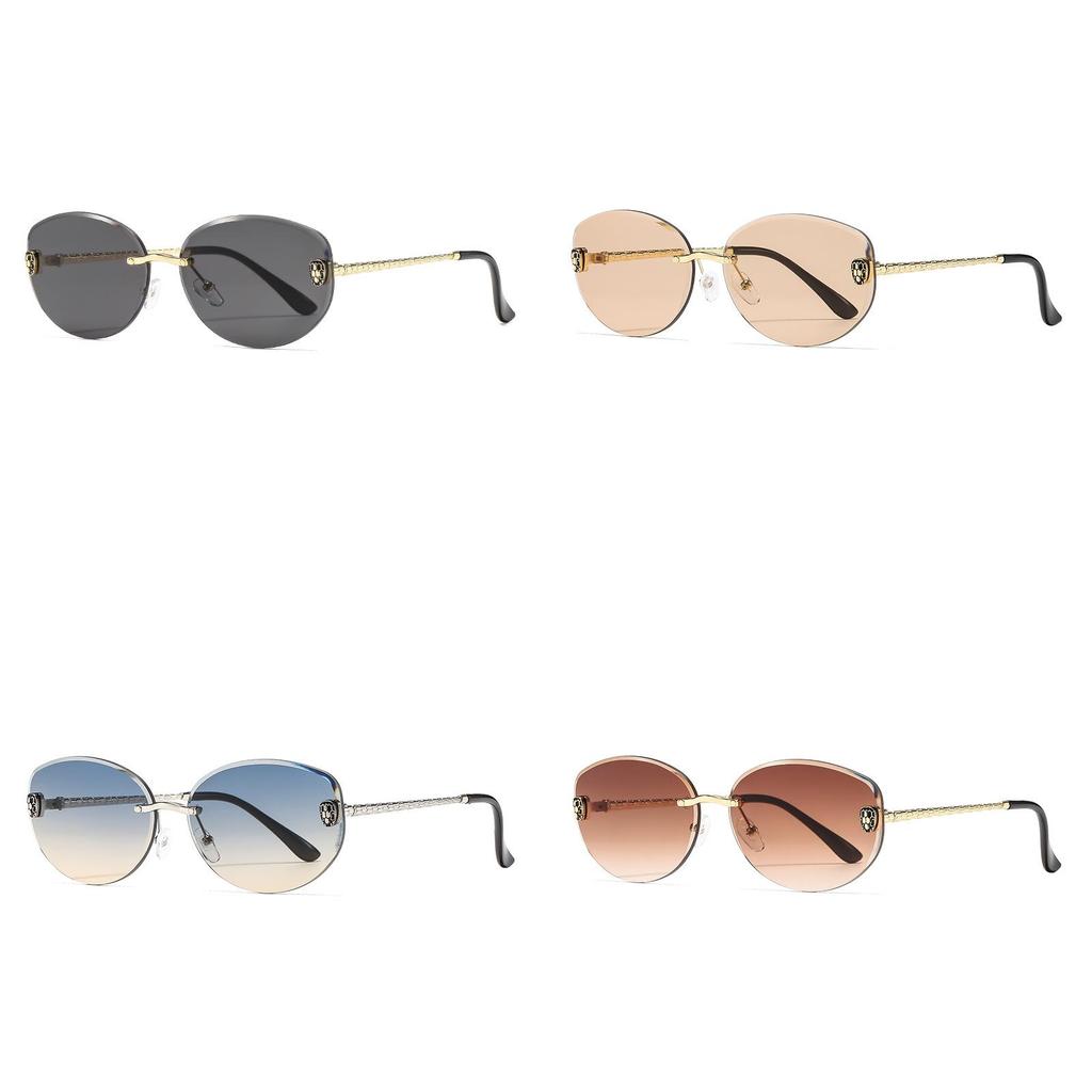 Fashion Female Retro Metal Frame Sun Glasses With Gray Lenses For Summer Outdoor Use