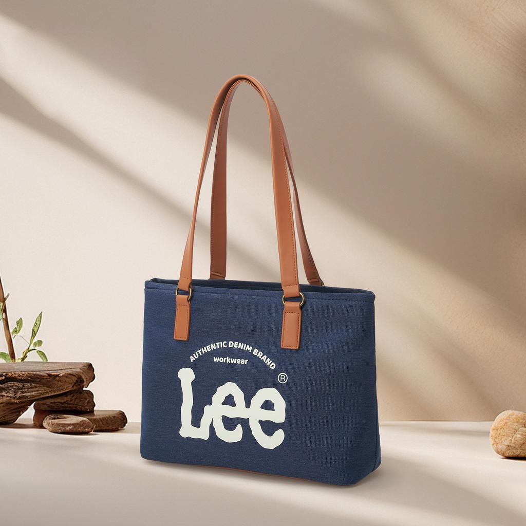 New Lee Leather Tote Bag, Shopping Bag, Shoulder Bag Regular Women's Dark Blue/Light Blue LE250115M