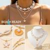 Boho Multilayer Shell Starfish Pendant Necklace for Women Imitation Pearl Conch Layered Chain Choker Girls Beach Party Jewelry