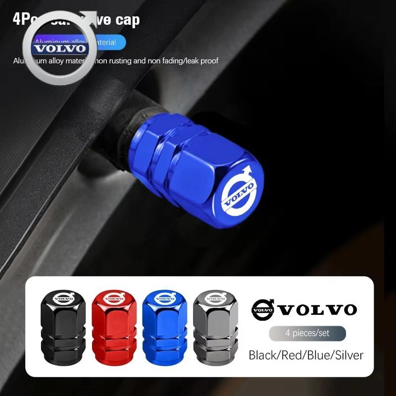 For Volvo 4Pcs Aluminum Alloy Car Tire Air Valve Stems Caps For Volvo Xc60 Xc90 V40 V60 S60 V50 V90 S80 C40 XC40 V70 XC70 C30 EX KM7