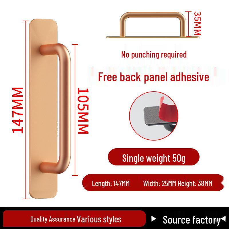 Aluminiumlegering Deurklink zonder Boren voor Glazen, Stalen, Kunststof Balkon-, Schuif- en Kastdeuren