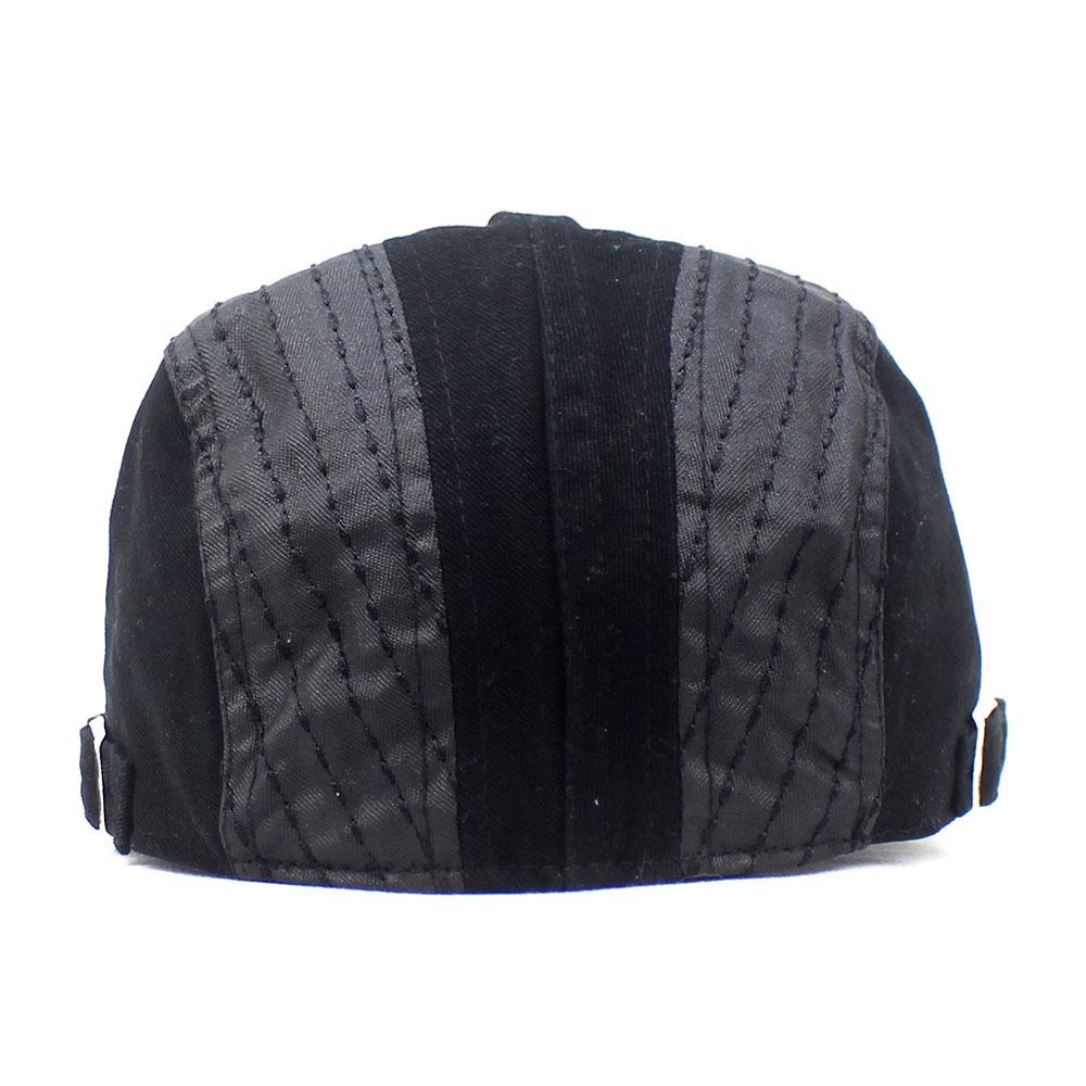 New Double-Embroidered Leather Patchwork Hat Cotton Men's Bent-Brim Beret Duckbill Cap