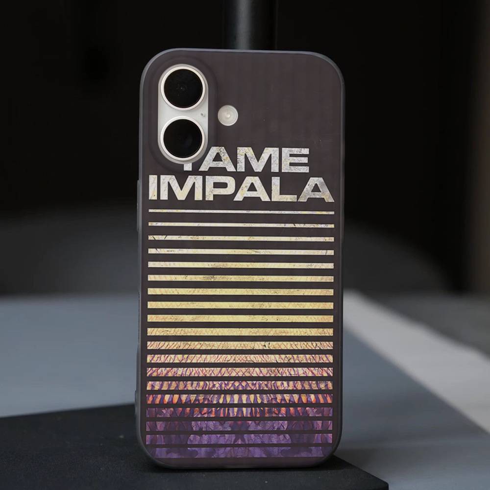 

Popular Band T-Tame I-Impala For Phone 17 16 15 14 13 12 11 Pro Max Plus Pro Air Phone Case Corrugated Stripe Back Cover iPhone 14 pro