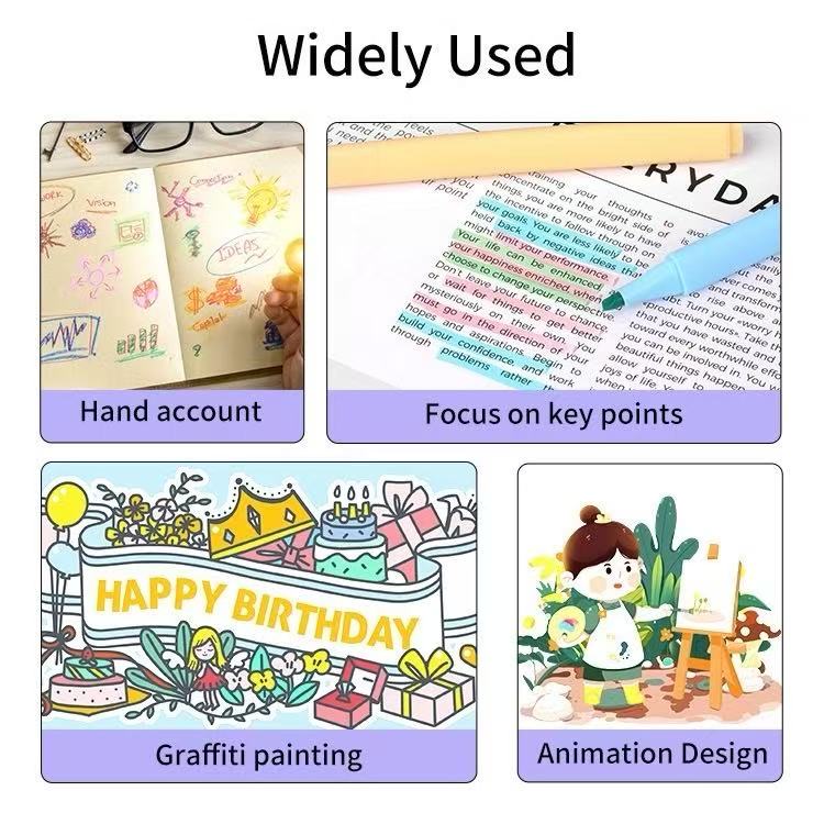 Ästhetisches Highlighter-Set 20 Farben, Keilspitze Kein Durchbluten Verschiedene Farbmarker für Schüler Journal Tagebuch Planer