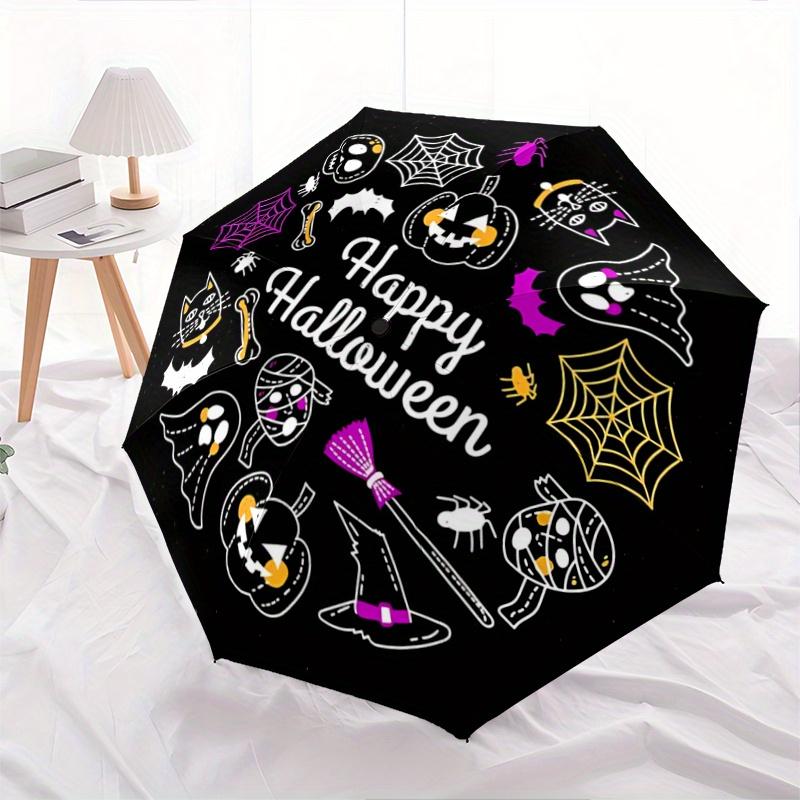1pc Happy Halloween Theme Automatic Open/CloseUmbrella-CuteUmbrella with Cute Design, Portable 3-Fold Compact Umbrella for Men & Women, Vale