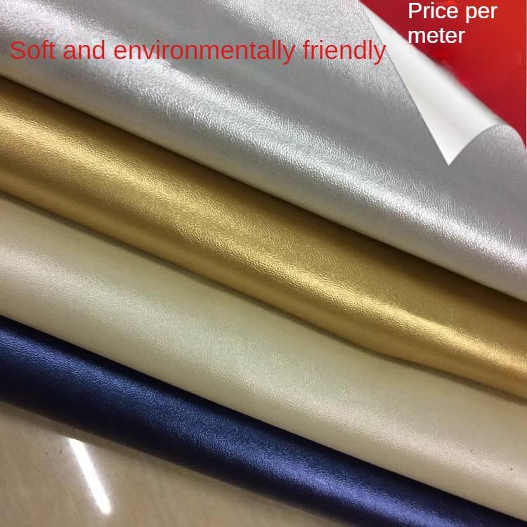 Soft Stretch PU Leather Fabric Sheepskin Pattern Upholstery By The Meter for Clothes Sofa Toy Bag Sewing Cloth Pearl Light Black