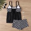2025 Plus Size Polka Dot Flat Leg Tankini Swimsuit with Sexy Backless Design