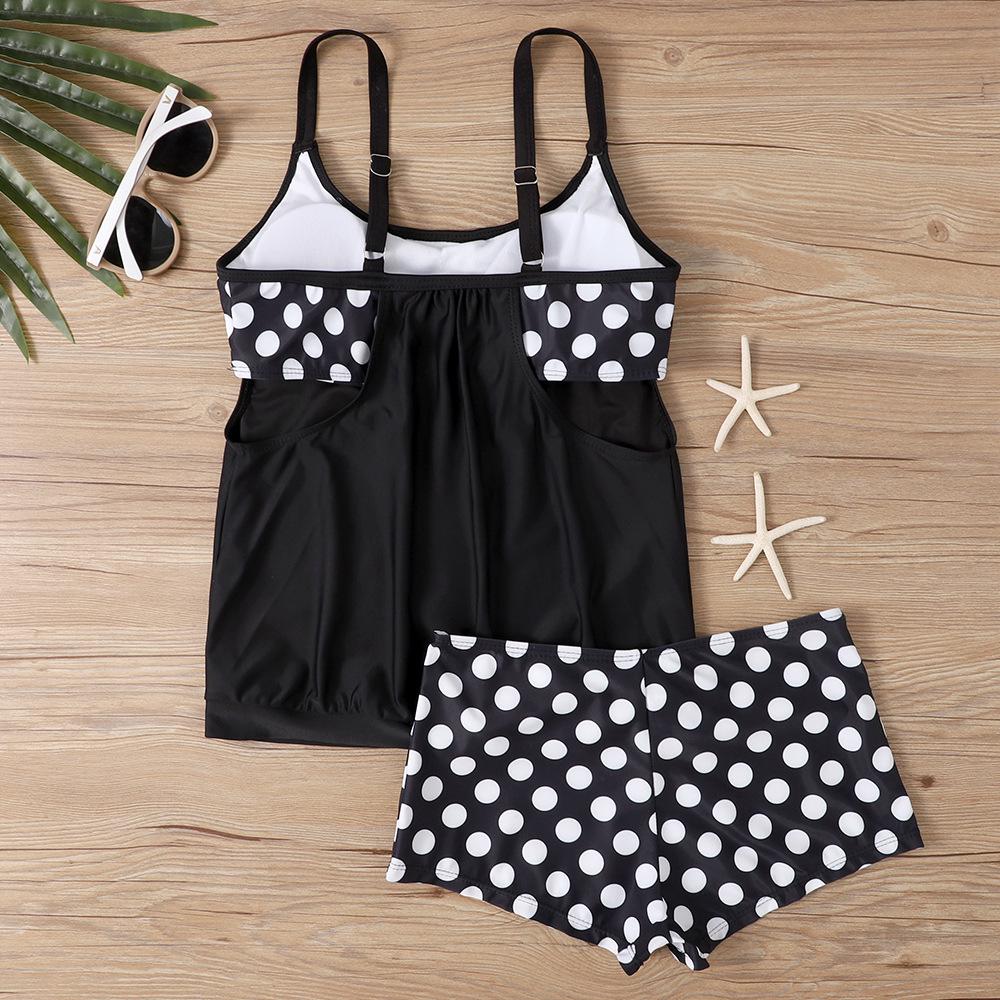 2025 Plus Size Polka Dot Tankini: European and American Women's Two-Piece Swimsuit