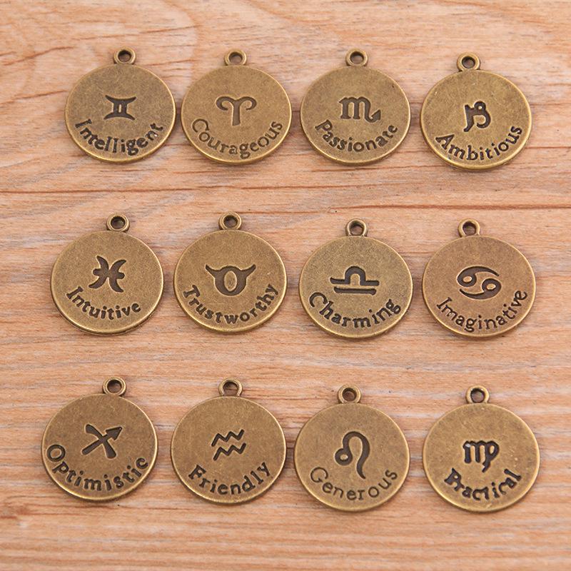 Retro-Legierung 12 Sternzeichen Anhänger: 2 Farben, 17x21mm - Perfekt für DIY-Armbänder & Halsketten