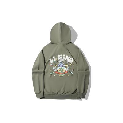Li Ning X Steven Harrington Kollaboration Buchstabenmuster Hoodie Herren Hoodies Luo-Yan-Grün AWDTD07-3