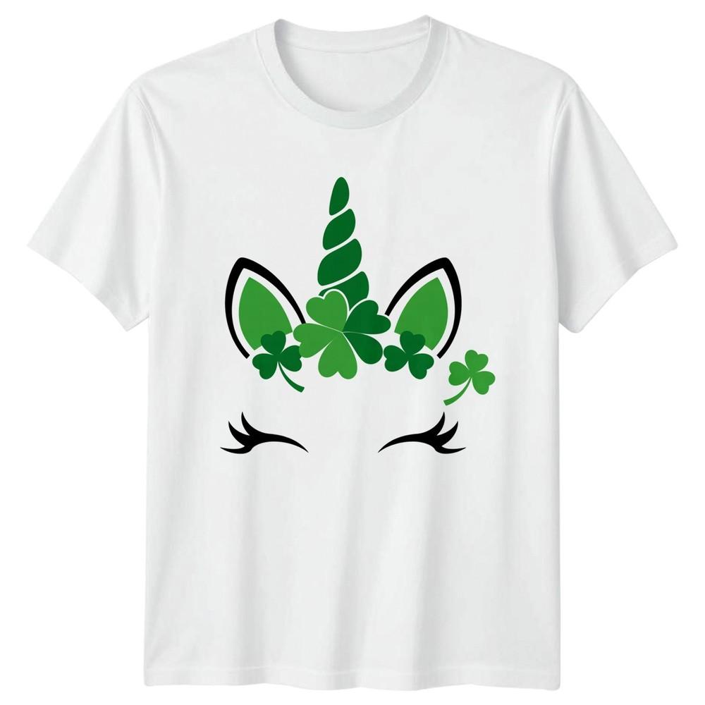 St Patricks Day Unicorn Shamrock Face Unisexs TShirt Irish Celebration S