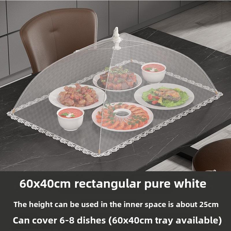 

1pcs Foldable Rectangle Mesh Food Cover Household Kitchen Storage Dish Protector with Insect-Proof Net meal cover 60x40cm белый