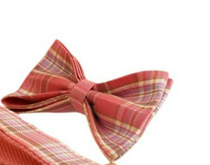 Peach Pink Plaid Engravable Dog Collar and Leash Set XS