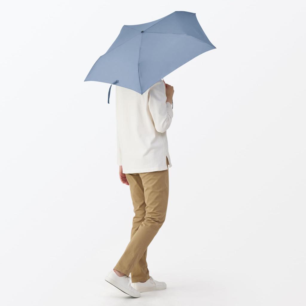 MUJI Lightweight Folding Umbrella Smoky Rib Length 50cm (Unisex, Adult, DEA03A5A) - Blue,