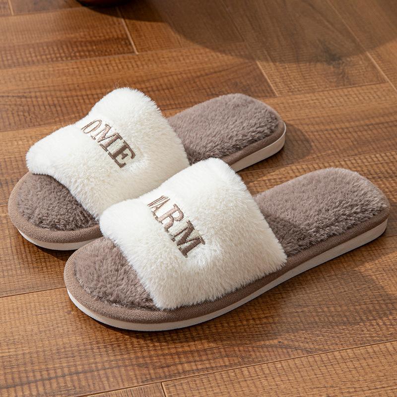 

Домашние Комнатные Весенне-Осенние Теплые Противоскользящие Хлопковые Тапочки Напольные Плоские Тапочки 40-41 белый