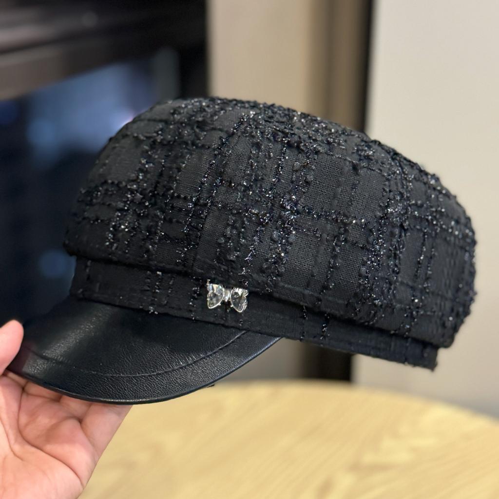 Xiaoxiang Style Beret Women's Autumn and Winter Retro Plaid Duck Bill Octagonal British Versatile Newsboy Hat