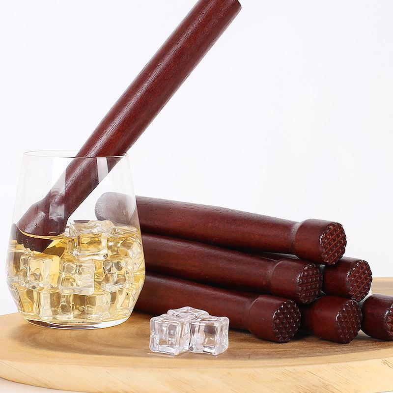 Retro Beech Wood Cocktail Stirrer - Square Head, Customizable Logo, Solid Wood Mixing Stick for Home Use